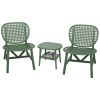 3 Pieces Hollow Design Retro Patio Table Chair Set All Weather Conversation Bistro Set Outdoor Table with Open Shelf and Lounge Chairs with Widened Se