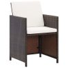 11 Piece Patio Dining Set with Cushions Poly Rattan Brown