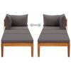 Sun Lounger with 1 Armrest Dark Gray Solid Acacia Wood