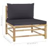 6 Piece Patio Lounge Set with Dark Gray Cushions Bamboo