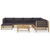 8 Piece Patio Lounge Set with Dark Gray Cushions Bamboo