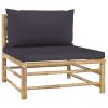 8 Piece Patio Lounge Set with Dark Gray Cushions Bamboo