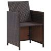 11 Piece Patio Dining Set with Cushions Poly Rattan Brown