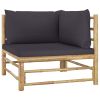 8 Piece Patio Lounge Set with Dark Gray Cushions Bamboo