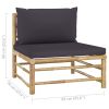 8 Piece Patio Lounge Set with Dark Gray Cushions Bamboo