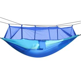 Portable Nylon Swing Hanging Bed Outdoor Hiking Camping Hammock (Color: Blue, type: Hammock)