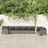 8 Piece Patio Lounge Set with Cushions Gray Poly Rattan