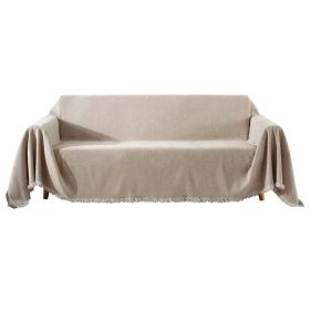 Chenille Couch Cover Universal Sofa Cover Sofa Slipcover for Pets Dogs Cats (Color: Oatmeal, size: 71 x 134 in)