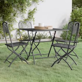5 Piece Patio Dining Set Expanded Metal Mesh Anthracite (Color: Anthracite)