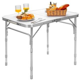 Outdoor Travel Adjustable Height Folding Camping Table (Color: White A, type: Camping Table)