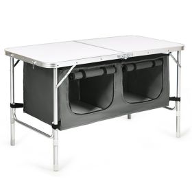 Travel Party Adjustable Height Folding Camping Table (Color: Gray, type: Camping Table)