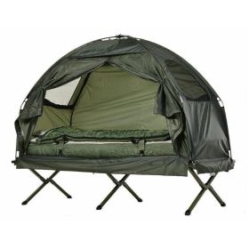 Outdoor Adventure With 1 Person Folding Pop Up Camping Cot Tent (Color: ArmyGreen, type: Camping Tent)