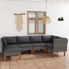 6 Piece Patio Lounge Set with Cushions Poly Rattan Gray
