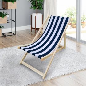 populus wood sling chair blue Stripe Broad blue Stripe (color: Dark blue) folding chaise lounge chair (Color: as Pic)