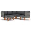 6 Piece Patio Lounge Set with Cushions Poly Rattan Gray