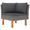 6 Piece Patio Lounge Set with Cushions Poly Rattan Gray