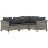 8 Piece Patio Lounge Set with Cushions Gray Poly Rattan