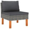 6 Piece Patio Lounge Set with Cushions Poly Rattan Gray