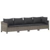 8 Piece Patio Lounge Set with Cushions Gray Poly Rattan