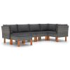6 Piece Patio Lounge Set with Cushions Poly Rattan Gray
